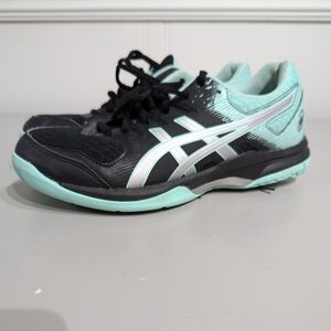 ASICs Gel Rocket 9 - womens indoor court shoes - size 7.5 US - Black/fresh ice